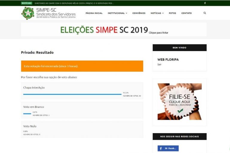 Resultado da Eleição Sindical.