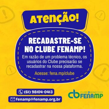 Atenção: Recadastre-se no clube FENAMP