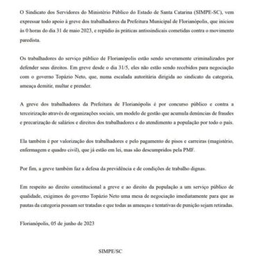 NOTA DE SOLIDARIEDADE