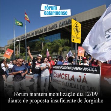 Fórum mantém mobilização dia 12/09 diante de proposta insuficiente de Jorginho