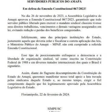 MOÇÃO DE SOLIDARIEDADE AOS SINDICATOS DE SERVIDORES PÚBLICOS DO AMAPÁ